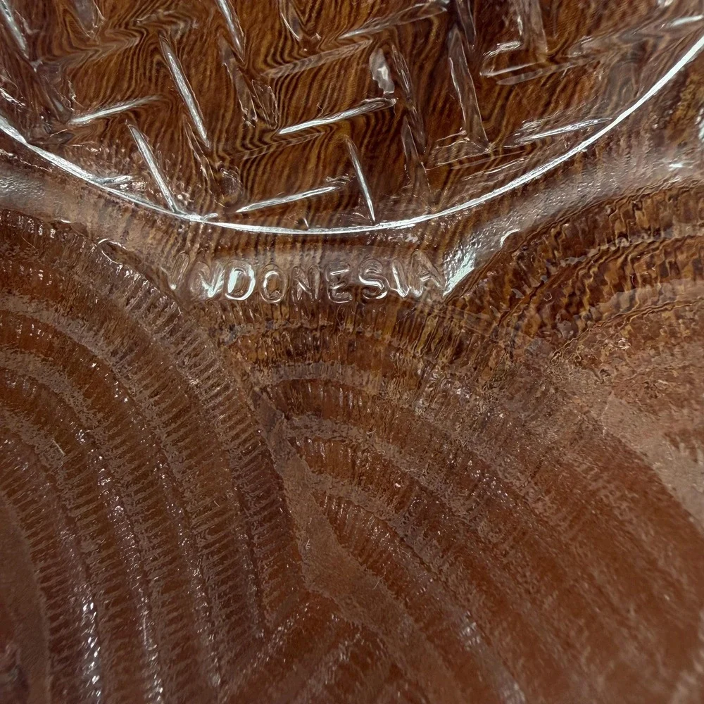 Pasari Indonesia (4) Clear Glass Cereal Soup Bowls Basketweave‎ Wave VTG 90s